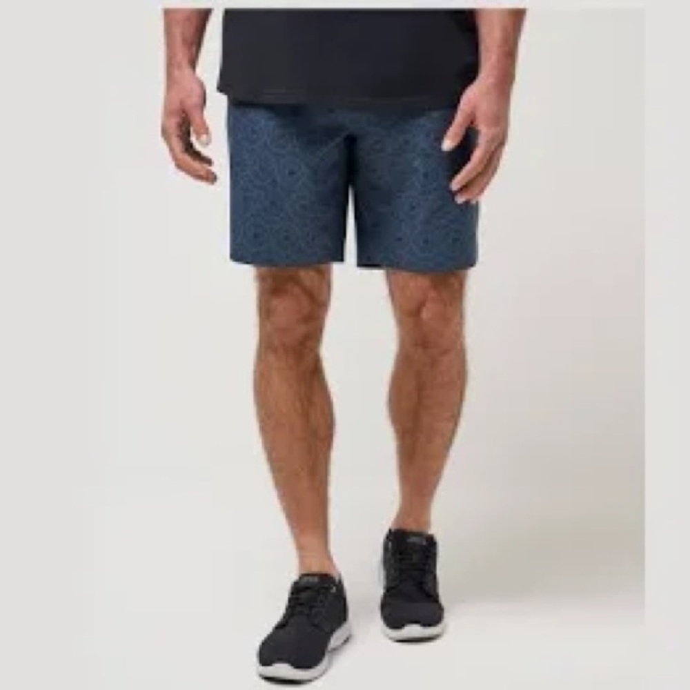 Travis Mathew Navy Patterned Flat Front Shorts